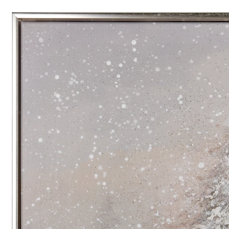 Snowy Forest Road Framed Canvas Art Print