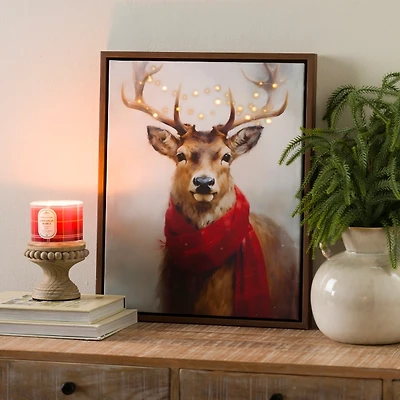 LED Twinkle Reindeer Framed Canvas Art Print
