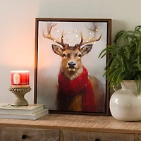 LED Twinkle Reindeer Framed Canvas Art Print
