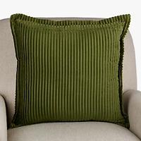 Olive Corduroy Squares Pillow