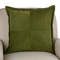 Olive Corduroy Squares Pillow