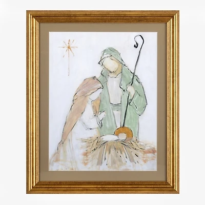 Nativity Scene Gold Framed Art Print