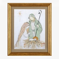 Nativity Scene Gold Framed Art Print
