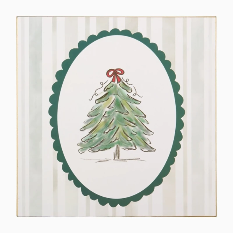 Scalloped Oval Christmas Tree Framed Art Print