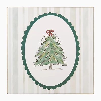 Scalloped Oval Christmas Tree Framed Art Print