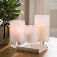 White Plaid Glass Hurricane, 7 in.