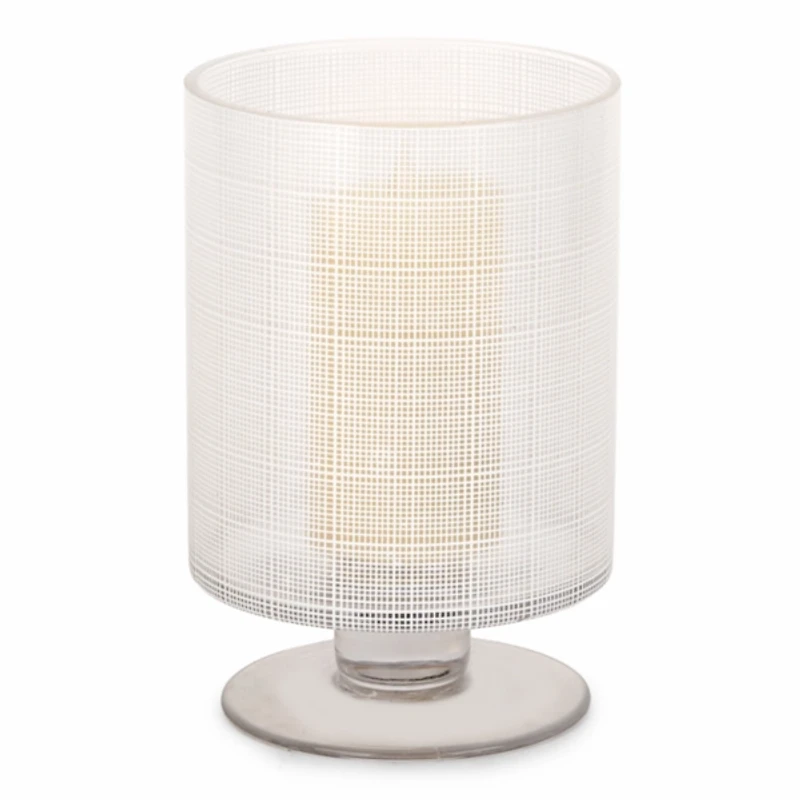 White Plaid Glass Hurricane, 7 in.