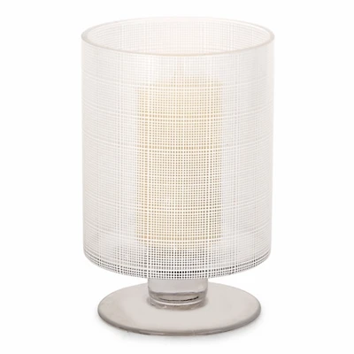 White Plaid Glass Hurricane, 7 in.