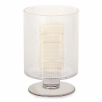 White Plaid Glass Hurricane, 7 in.