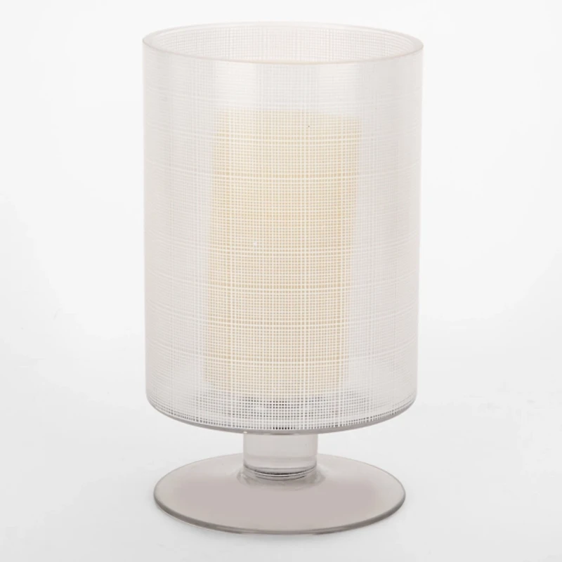 White Plaid Glass Hurricane, 10 in.