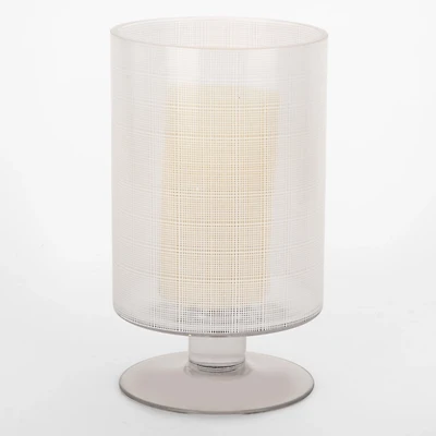 White Plaid Glass Hurricane, 10 in.