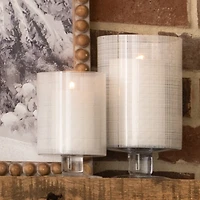 White Plaid Glass Hurricane