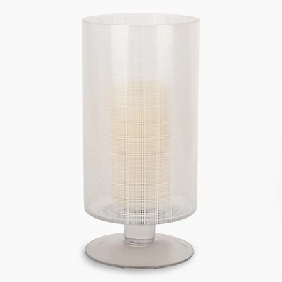White Plaid Glass Hurricane