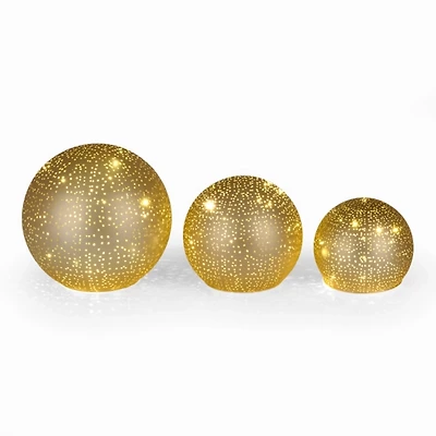 LED Champagne Sparkle Ombre Glass Orbs, Set of 3