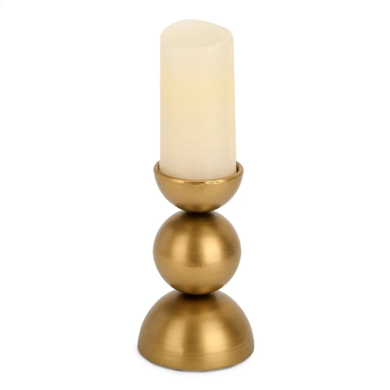 Gold Orb Pillar Candle Holder