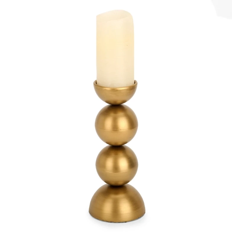 Gold Orb Pillar Candle Holder, 11 in.