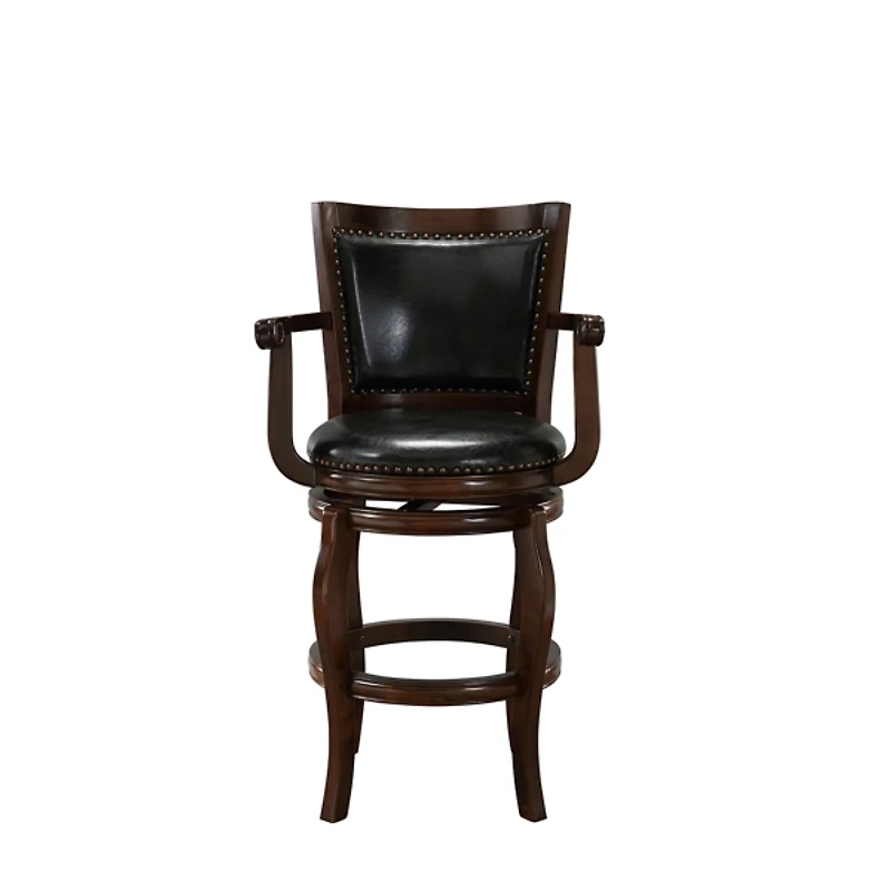 Wood Faux Leather Jones Swivel Bar Stool