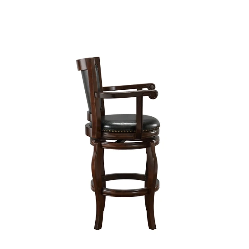 Wood Faux Leather Jones Swivel Bar Stool