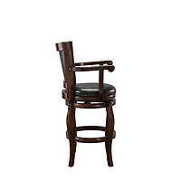 Wood Faux Leather Jones Swivel Bar Stool