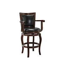 Wood Faux Leather Jones Swivel Bar Stool