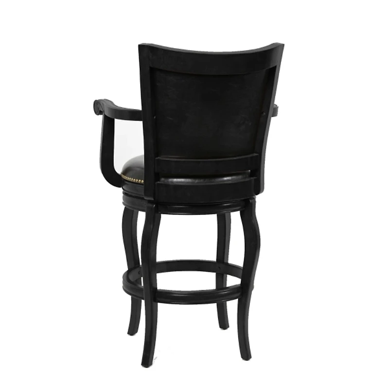 Black Wood Faux Leather Jones Swivel Bar Stool