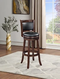 Walnut Wood Extra Tall Swivel Bar Stool