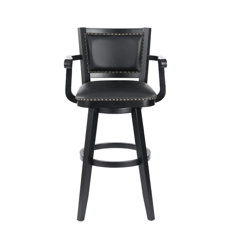 Black Faux Leather Swivel Extra Tall Bar Stool