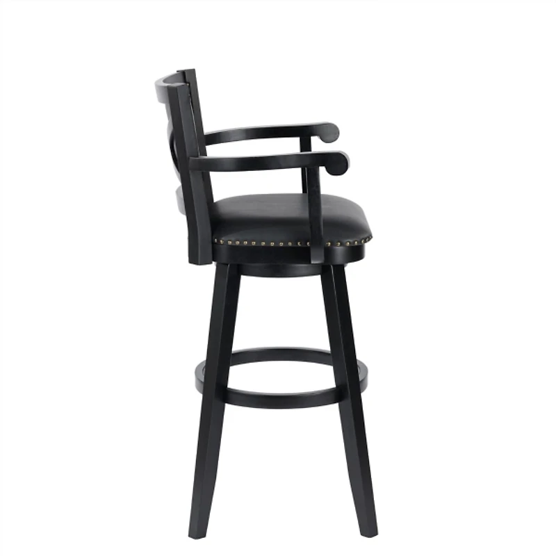 Black Faux Leather Swivel Extra Tall Bar Stool