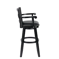 Black Faux Leather Swivel Extra Tall Bar Stool