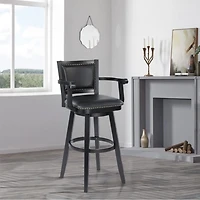 Black Faux Leather Swivel Extra Tall Bar Stool