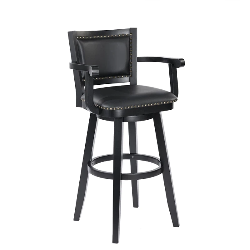 Black Faux Leather Swivel Extra Tall Bar Stool