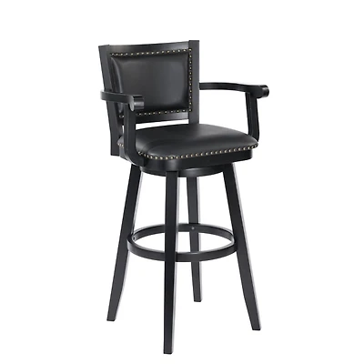 Black Faux Leather Swivel Extra Tall Bar Stool