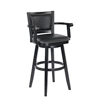 Black Faux Leather Swivel Extra Tall Bar Stool