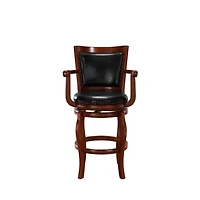 Cherry Wood Faux Leather Jones Swivel Bar Stool