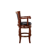 Cherry Wood Faux Leather Jones Swivel Bar Stool