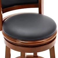 Cherry Wood & Faux Leather August Swivel Bar Stool