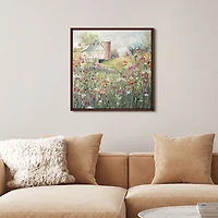 Farm in Bloom Brown Framed Canvas Art Print