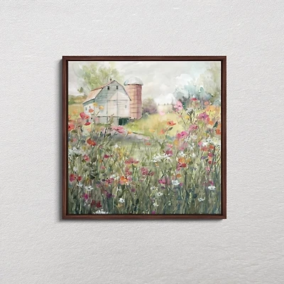 Farm in Bloom Framed Canvas Art Print