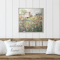 Farm in Bloom White Framed Canvas Art Print, 26x26