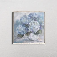 Hydrangea Blues White Framed Canvas Print, 26x26