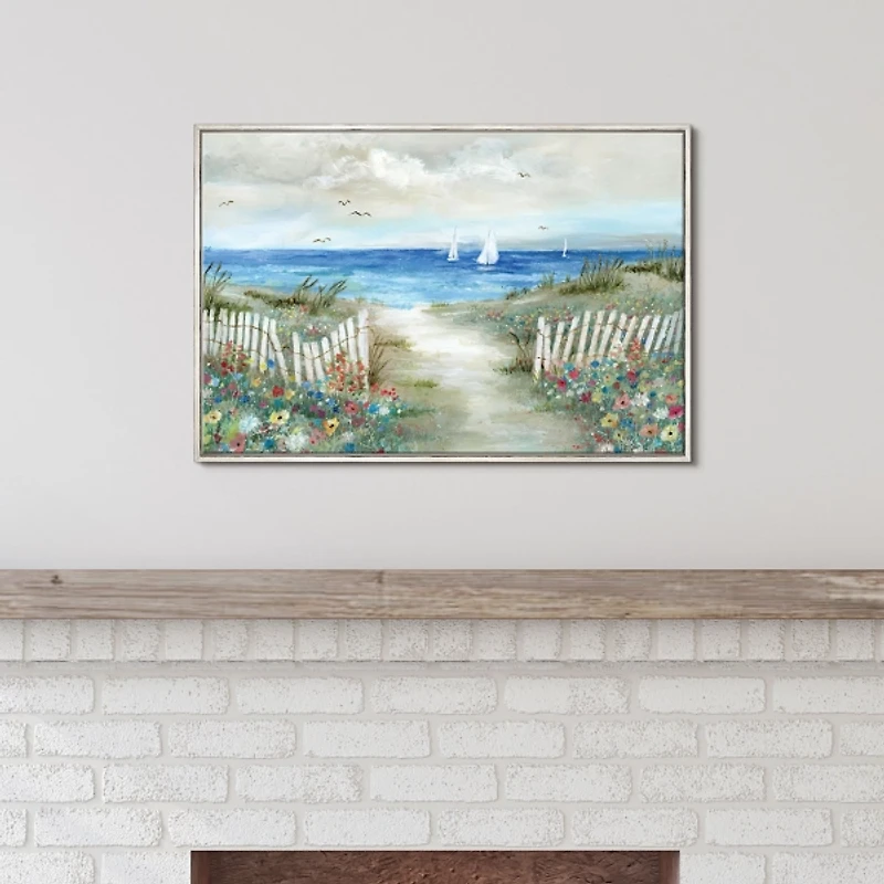 Coastal Garden White Frame Canvas Art Print