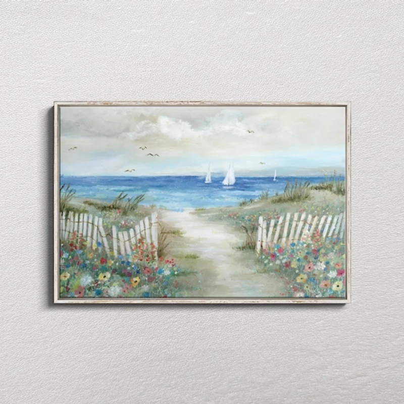 Coastal Garden White Frame Canvas Art Print