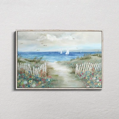 Coastal Garden White Frame Canvas Art Print