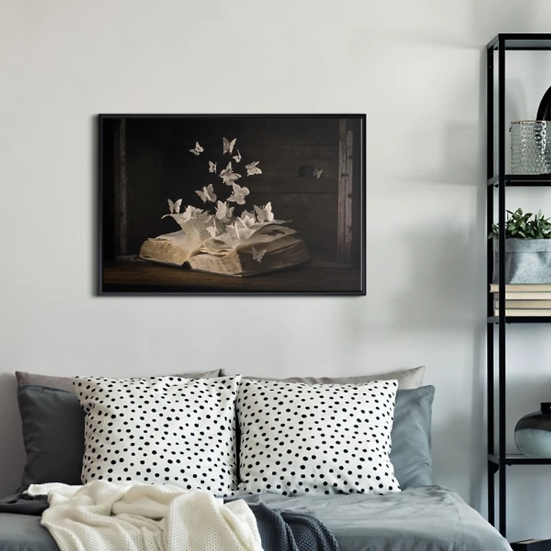 Butterfly Pages Framed Canvas Art Print