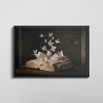 Butterfly Pages Framed Canvas Art Print