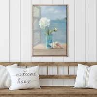Coastal Flower Tan Framed Canvas Art Print, 18x26