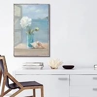 Coastal Flower White Frame Canvas Art Print