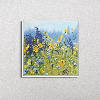 Joyful in July White Framed Canvas Art Print