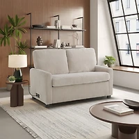 Davina Beige Upholstered Convertible Loveseat