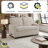 Davina Beige Upholstered Convertible Loveseat
